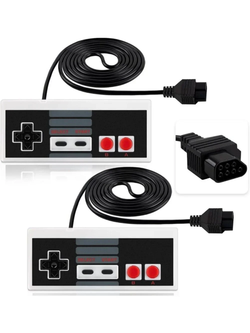 Classic 8-Bit NES Controllers - Retro Game Console Control Pads (2-Pack)